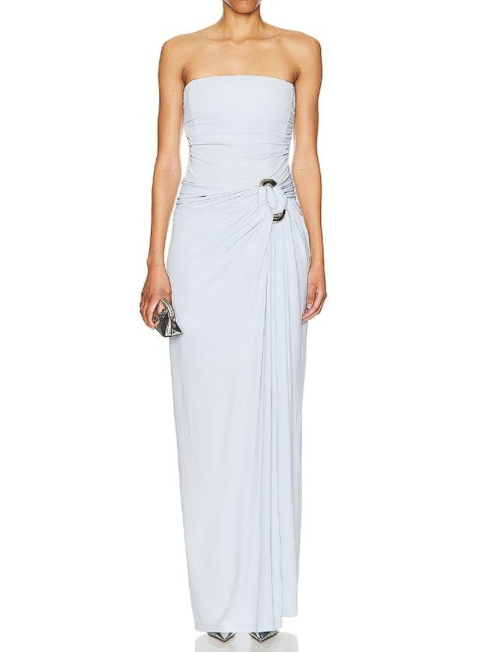 SIMKHAI Women's Emma Draped Jersey Bustier Gown Size 8 In Blue Haze